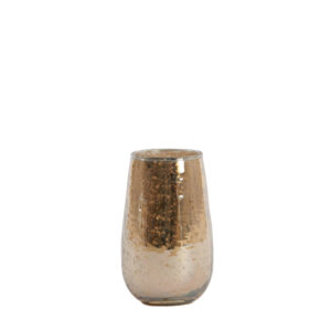 Tealight doorsnee 9,5x15,5cm Giano glass stone finish silver+gold